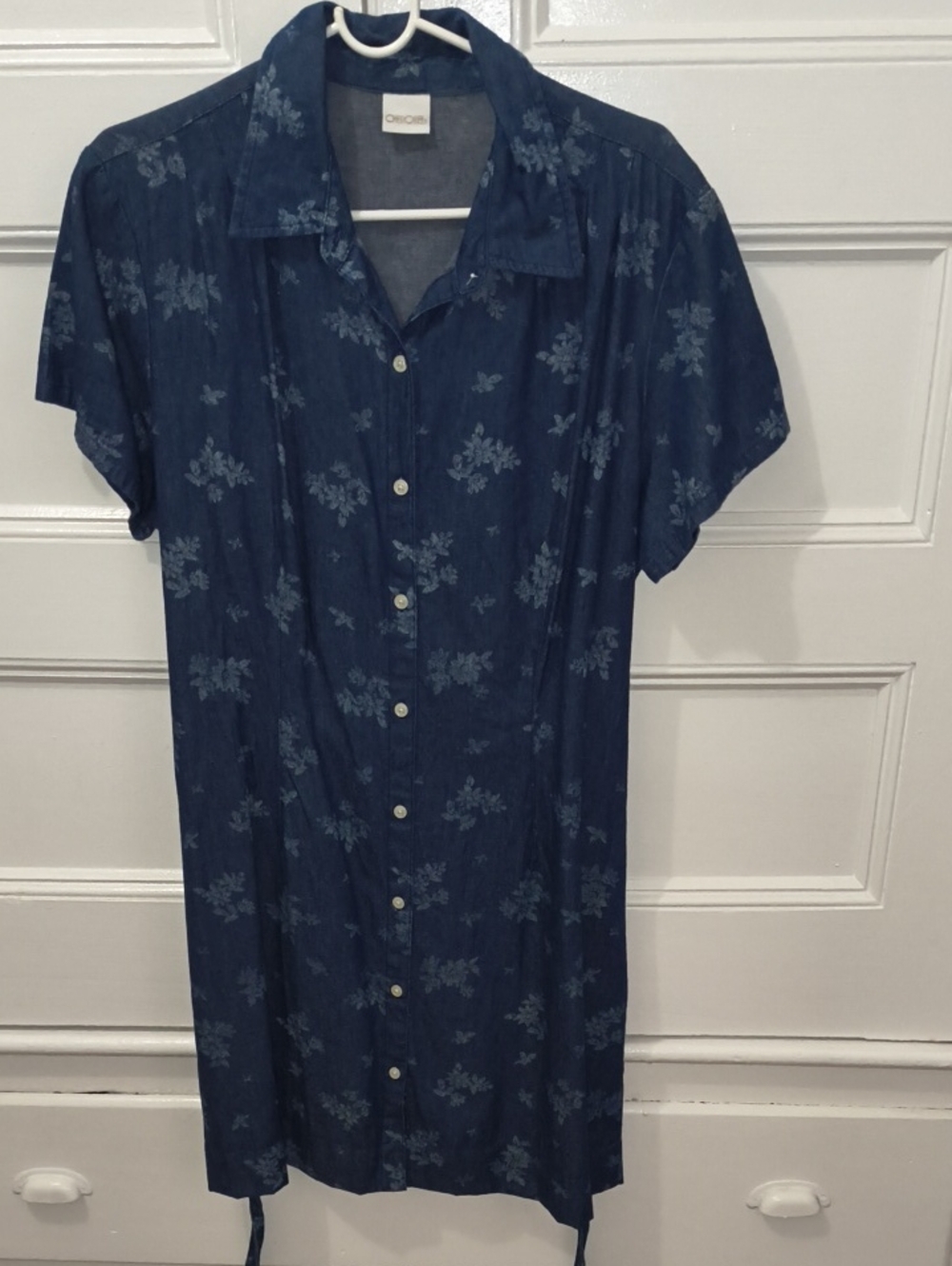 Cherokee Navy Blue Floral Button-Front Casual Dress